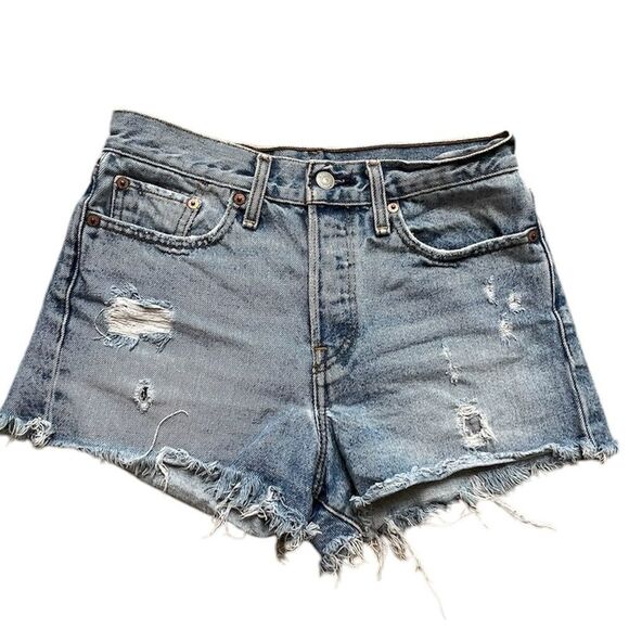 Levi’s Cut Off Jean Shorts Distressed Denim Daisy Dukes Size 27 - Picture 1 of 10